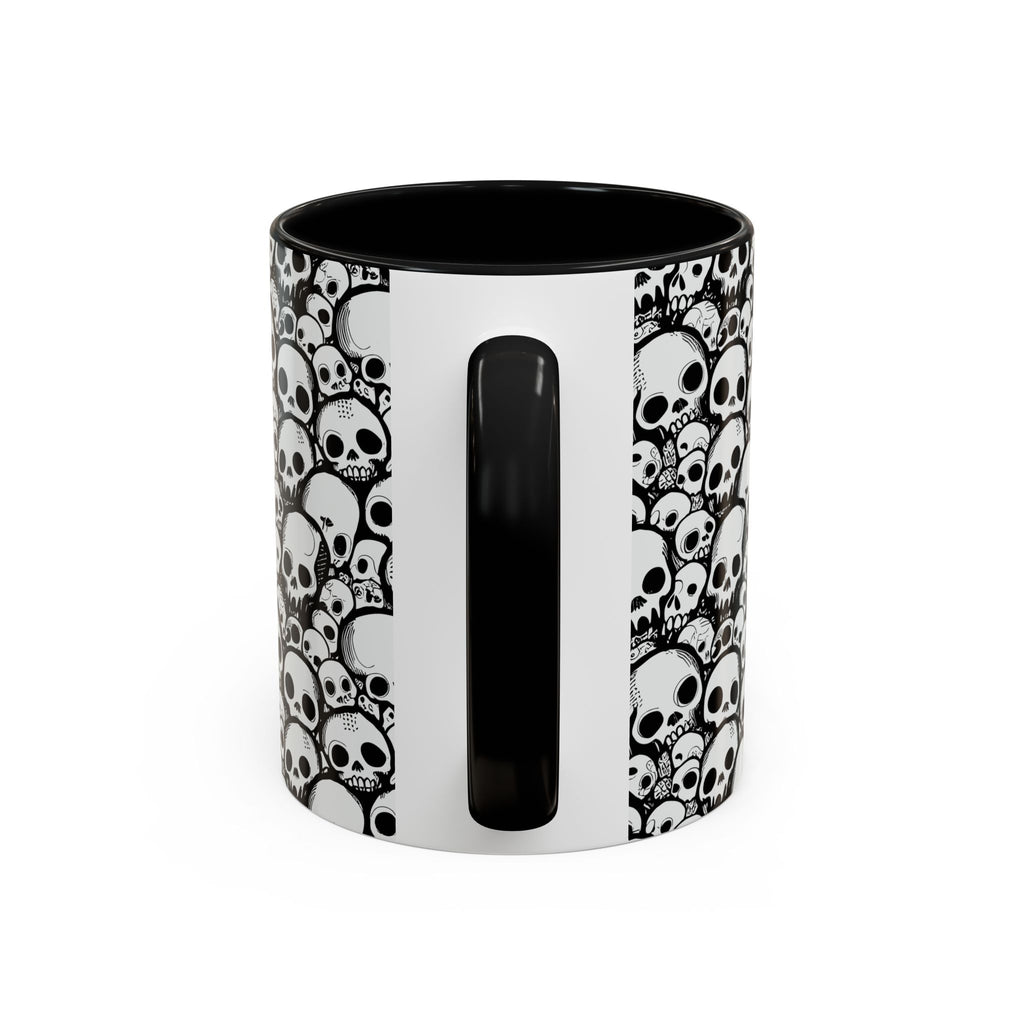 Skull Pattern Accent Coffee Mug – Black Gothic Skull Design (11oz)